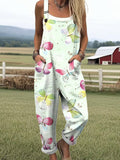 Women's Artistic Colourful Butterflies Print Casual Wide Leg Jumpsuit