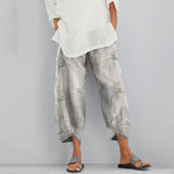 Vintage Floral Blended Cotton Loose Casual Pants