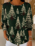 Women's Christmas Tree Print Casual Pullover Sweater