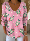 Women's Christmas Pattern Casual Print Pullover Sweater
