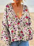 Women's Floral Pattern Art Print Casual Pullover Sweater