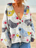 Women's Lovely Chicken Pattern Art Print Casual Pullover Sweater