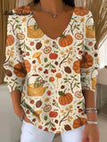 Women's Lovely Pumpkin Pattern Art Print Casual Pullover Sweater