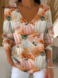 Women's Lovely Pumpkin Pattern Art Print Casual Pullover Sweater