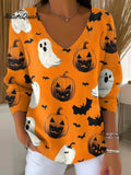 Women's Funny Halloween Pattern Art Print Casual Pullover Sweater