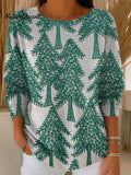 Women's Christmas Tree Pattern Art Print Casual Pullover Sweater