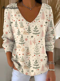Women's Christmas Tree Art Print Casual Pullover Sweater