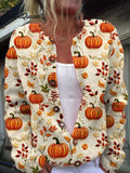 Vintage Pumpkin Art Print Buttoned Cardigan Sweater