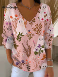 Women's Vintage Ghost Art Print Casual Pullover Sweater