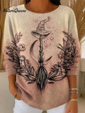 Women's Halloween Witch Art Print Casual Pullover Sweater