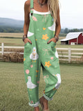 Women's Funny Cute Duck Print Casual Wide Leg Jumpsuit