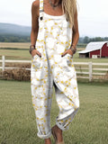 Women's Cute Art Abstract Duck Print Casual Wide Leg Jumpsuit