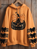 Women's Halloween Pumpkin Design Print Hat Sweatshirt