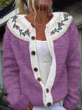 Scottish thistle color blocked knit sweater cardigan