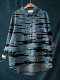 Night Water Decorative Pattern Casual Cotton And Linen Shirt