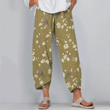 Retro Floral And Bird Print Loose Casual Pants