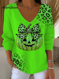 Women's Casual Autumn Pumpkin Striped Long Sleeve T-shirt