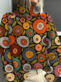 Vintage Floral Art Print Knit Turtleneck Pullover Sweater