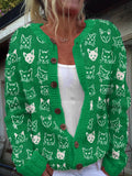 Fun cat button knit sweater
