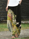 Japanese Art Painting Pattern Linen Blend Casual Pants