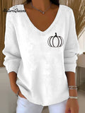 Women's Retro Autumn Pumpkin Print Sweater
