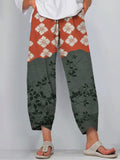 Japanese Art Flower Print Casual Pants
