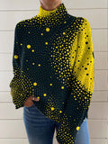 Women's Abstract Pattern Art Print Knit Turtleneck Pullover Sweater