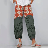 Japanese Art Flower Print Casual Pants