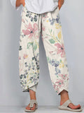 Retro Floral Print Loose Casual Pants