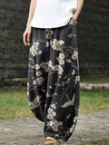 Japanese Floral Print Loose Casual Pants