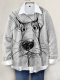 Cute Dog Hand-painted Art Print Knit Pullover Sweater
