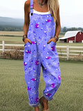 Women's Funny Fish Art Print Casual Wide Leg Jumpsuit