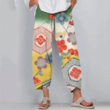 Japanese Art Cherry Blossom Print Casual Pants