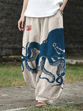 Octopus Japanese Lino Art Linen Blend Wide Leg Pants