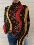 Women's Abstract Pattern Art Print Knit Turtleneck Pullover Sweater