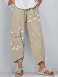 Flower And Bird Printed Loose Pants