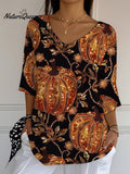 Women's Autumn Pumpkin Sequin Print Casual Top
