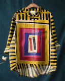 Abstract Painting Art Cotton and Linen Casual Shirt