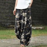 Japanese Floral Print Loose Casual Pants