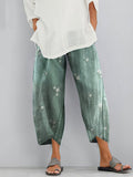 Vintage Floral Blended Cotton Loose Casual Pants