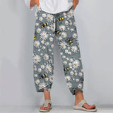 Daisy Bee Print Loose Casual Pants