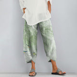 Vintage Floral Art Printed Pocket Casual Pants