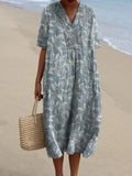 Spring Vines Pattern Printed Women's Flowy Dress