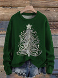 Christmas Tree Jewelry Art Pearls Print Knit Pullover Sweater