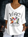 Women's Halloween 1692 Pick Your Poison Print Casual Half Sleeve Top