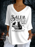 Women's Halloween 1692 Salem Print Casual Half Sleeve Top