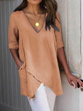 HALF SLEEVE IRREGULAR PLUS SIZE ASYMMETRICAL BLOUSES