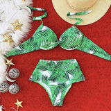 Leaf Print High Waist Bikini