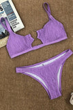 Pleated Hollow Metal Ring Bikini