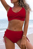 Solid High Waist Side-Tie Sexy Bikini